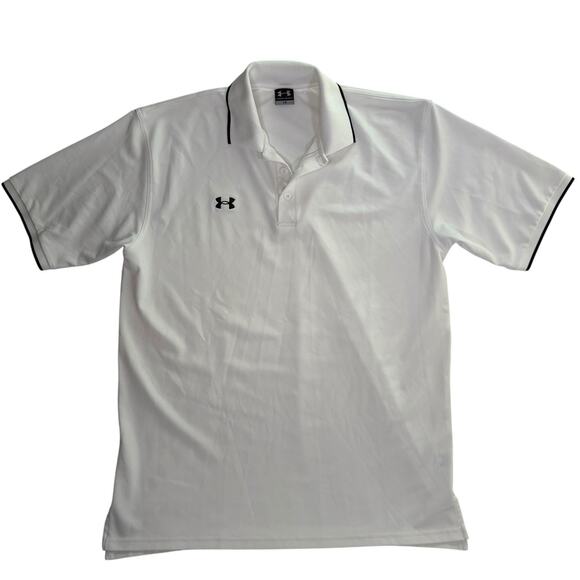 Under Armour Men’s Polo Shirt Large White Short Sleeve Performance Golf Tennis - Picture 1 of 7